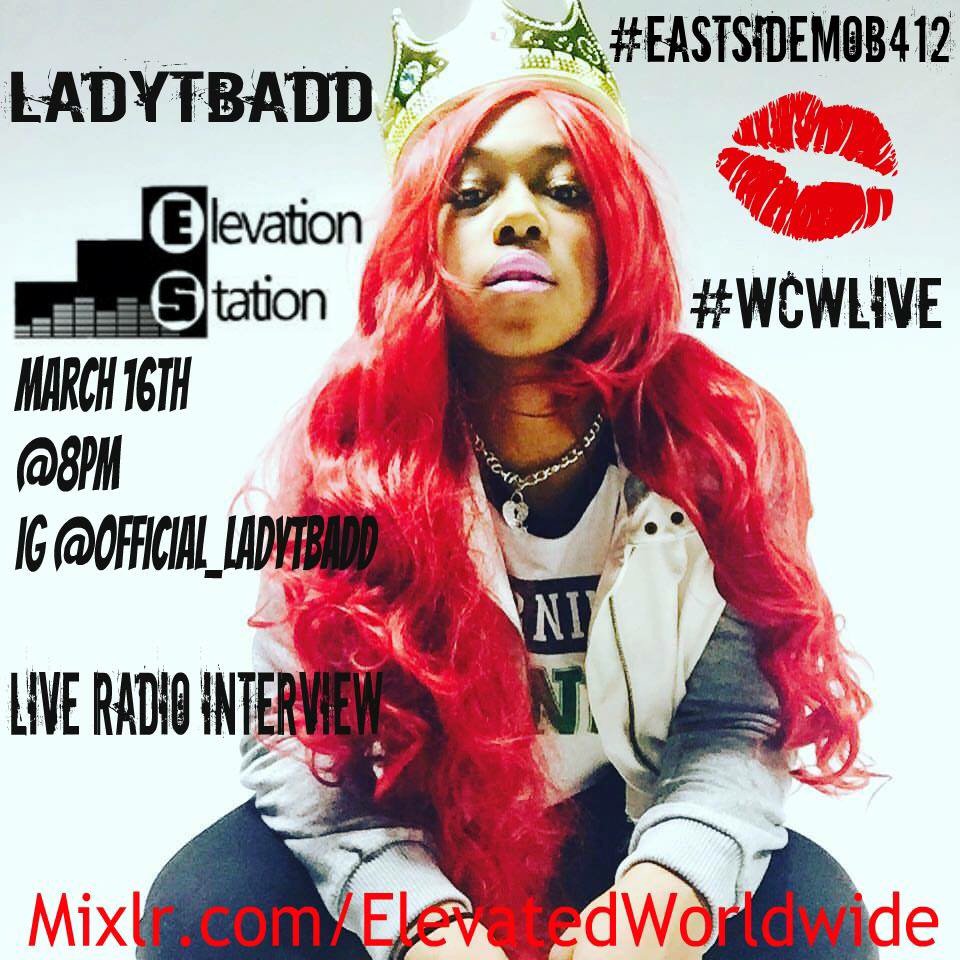RHM_Records's tweet photo. #Elevated412 Live Radio interview!!!! BE SURE TO TUNE IN 8PM WEDNESDAY MARCH 16TH #LadyTBadd #Elevated412 https://t.co/vd0DQmARKa