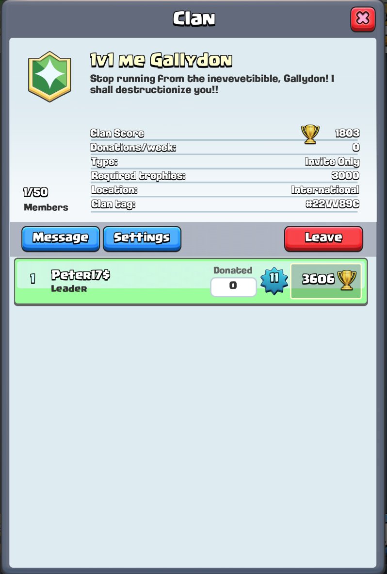Peter17Dollars's tweet photo. You can run but you can't hide, Gallydon. You've been CALLED OUT!!! @Galadoncoc @ClashRoyale https://t.co/E7XOZGc0JM