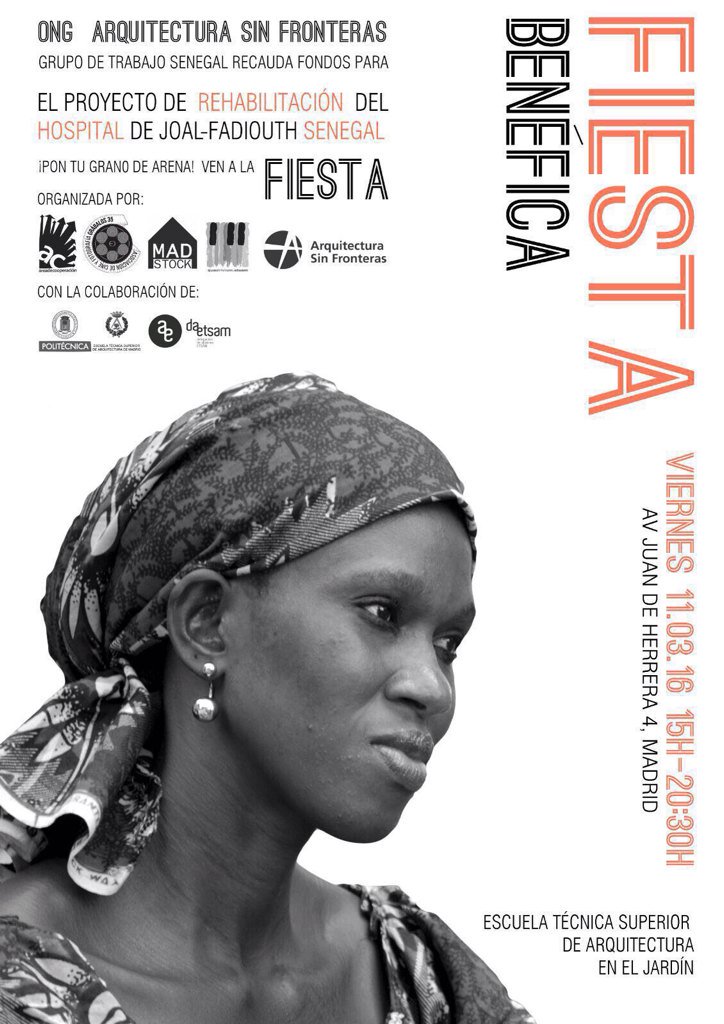 ACetsam's tweet photo. Viernes 11, FIESTA BENÉFICA para @asf_senegal en @ETSAMadrid ¡os esperamos! https://t.co/5sIHCqUuwO