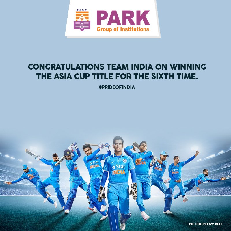 TweettoPark's tweet photo. Congratulations Team India on winning the Asia Cup title for the sixth time.  @BCCI 
##AsiaCupT20 #AsiaCup https://t.co/ceM0TREE8q