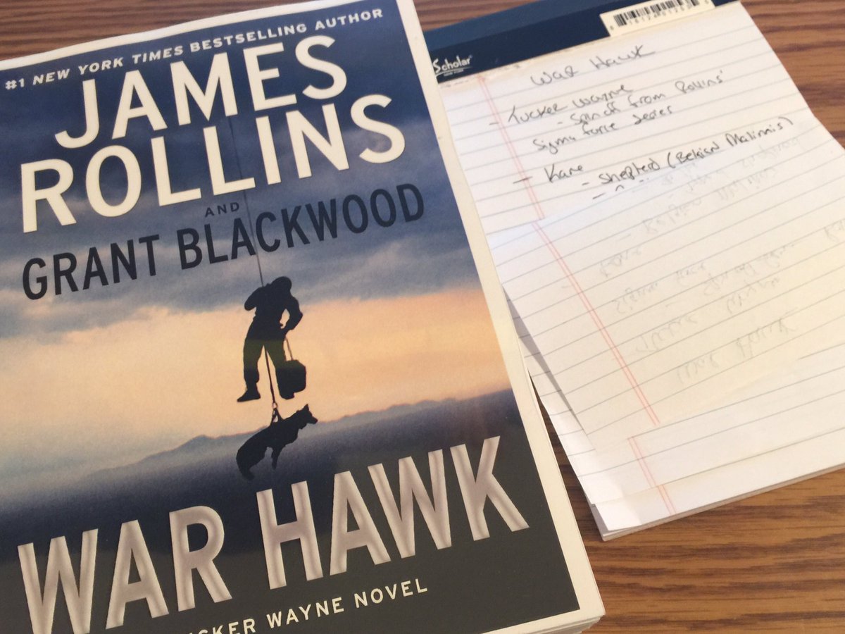 TheRealBookSpy's tweet photo. War Hawk is incredible &amp; I love the characters--especially Kane! Well done, @jamesrollins! Review coming this week. https://t.co/U4o1JY1NoF