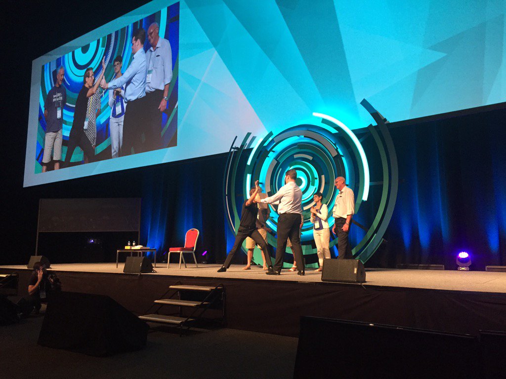 DicksonWarrick's tweet photo. Breaking boards with @peterthurin Great way to end day one of the conference. #futurecounts https://t.co/dP2xvqnYtI