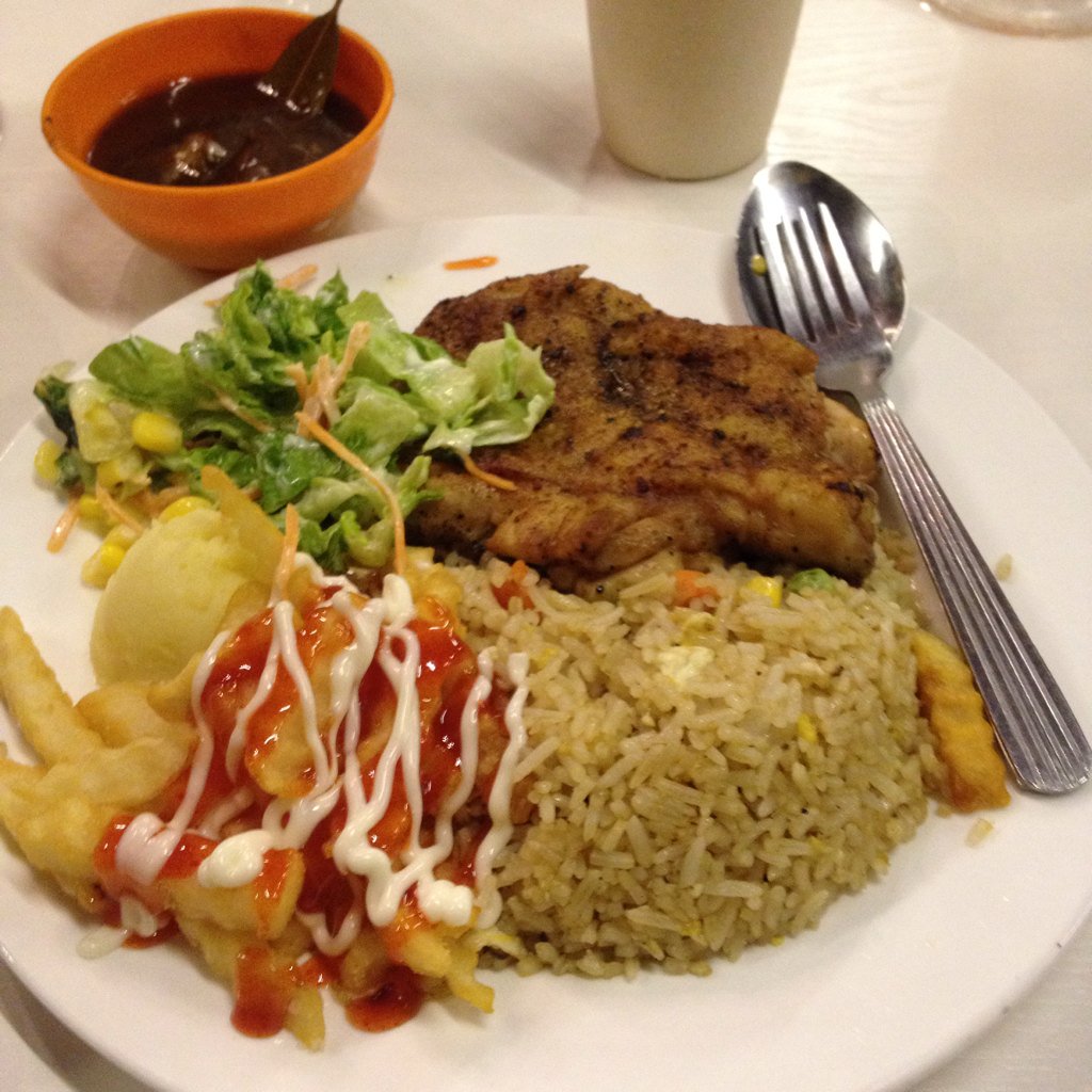Image result for nasi goreng chicken chop