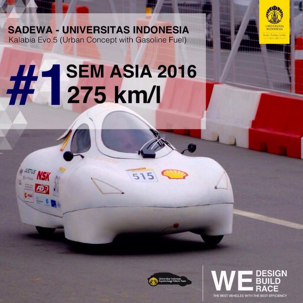 UI achieves a champion in the Shell Eco-Marathon Asia 2016. CONGRATULATIONS FOR CONQUERING ASIA IN #SEM2016!