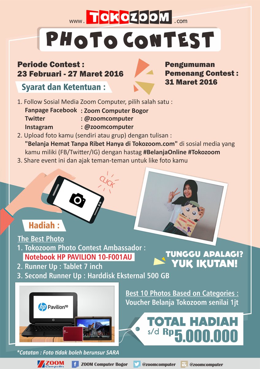 zoomcomputer's tweet photo. Sore Zoomers!
Masih ada waktu untuk ikutan Tokozoom Photo Contest loh ^_^
Ayo ikutan!!!! https://t.co/gZfud5OSbN
