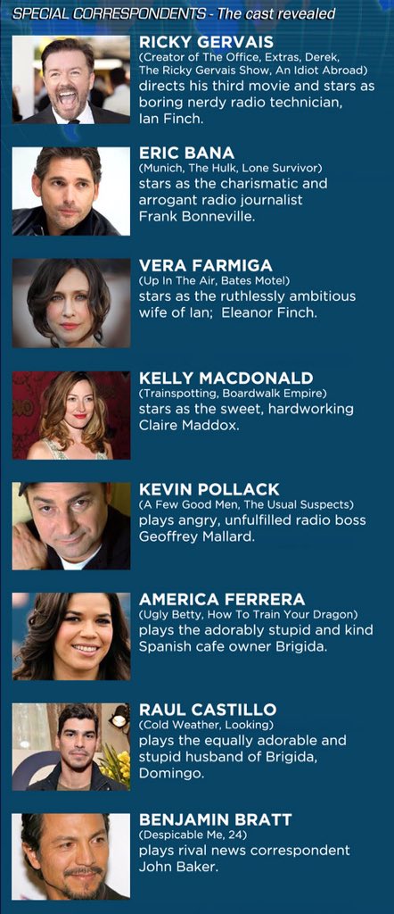 My new movie #SpecialCorrespondents comes to <a href="/Netflix/">Netflix</a> next month! I managed to cast some amazing actors...&amp; me.