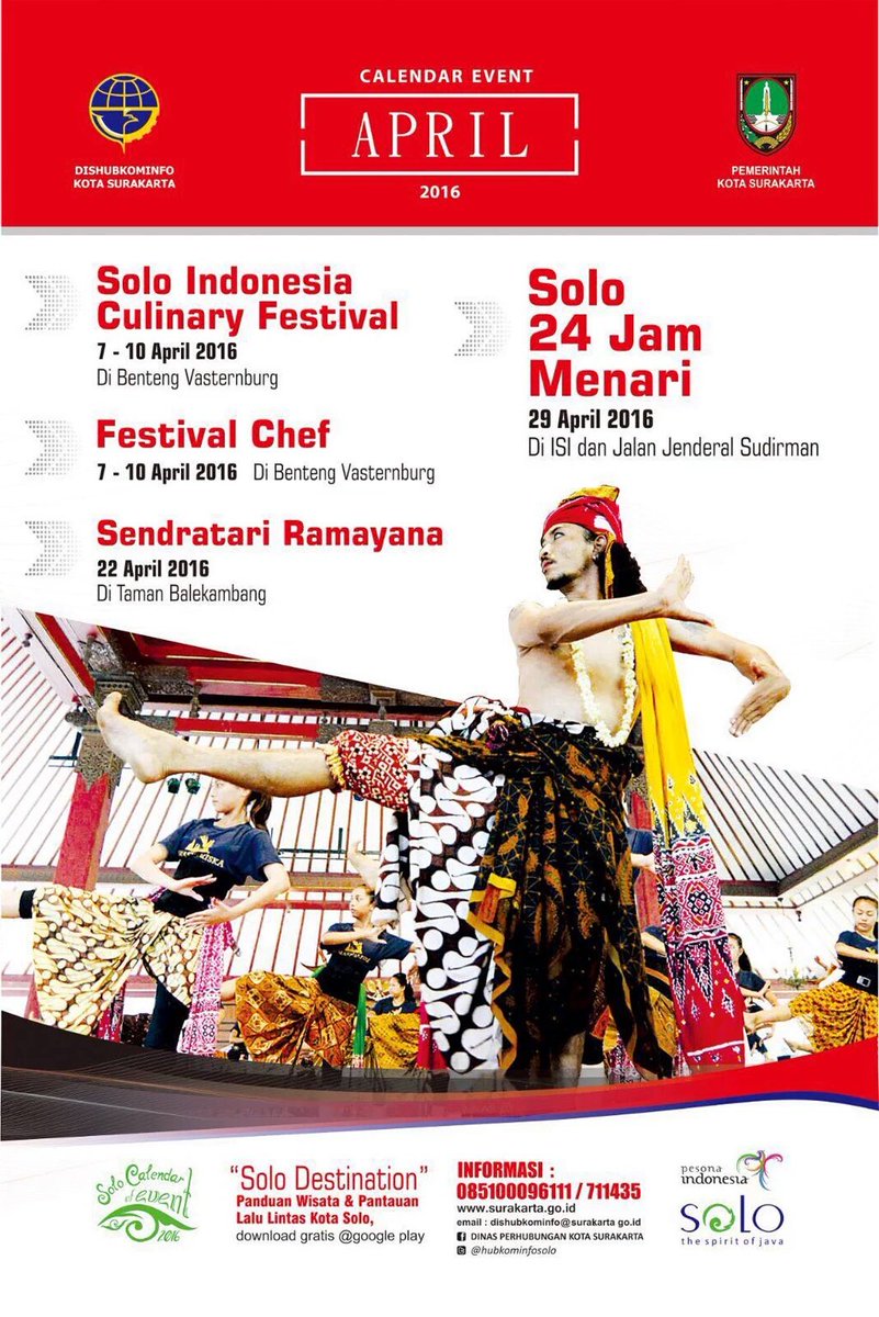 AgendaSOLO's tweet photo. Kalender event kota Solo April 2016 : Solo Culinary Fest, 24 Jam Menari, Sendratari Ramayana https://t.co/WlW1iN0ZH7