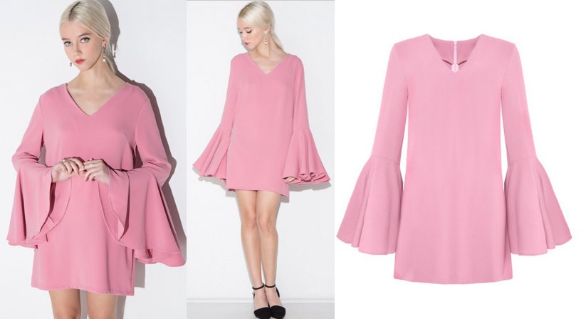 NUEVA COLECCIÓN: Vestido rosa suelto con mangas llamarada, SÓLO 44,95€