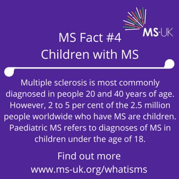 MSUK6's tweet photo. MS Fact #4. 2 to 5 per cent of the 2.5 million people worldwide who have #MS are children https://t.co/CQ7tcYOtqC https://t.co/yBtwbGynF0