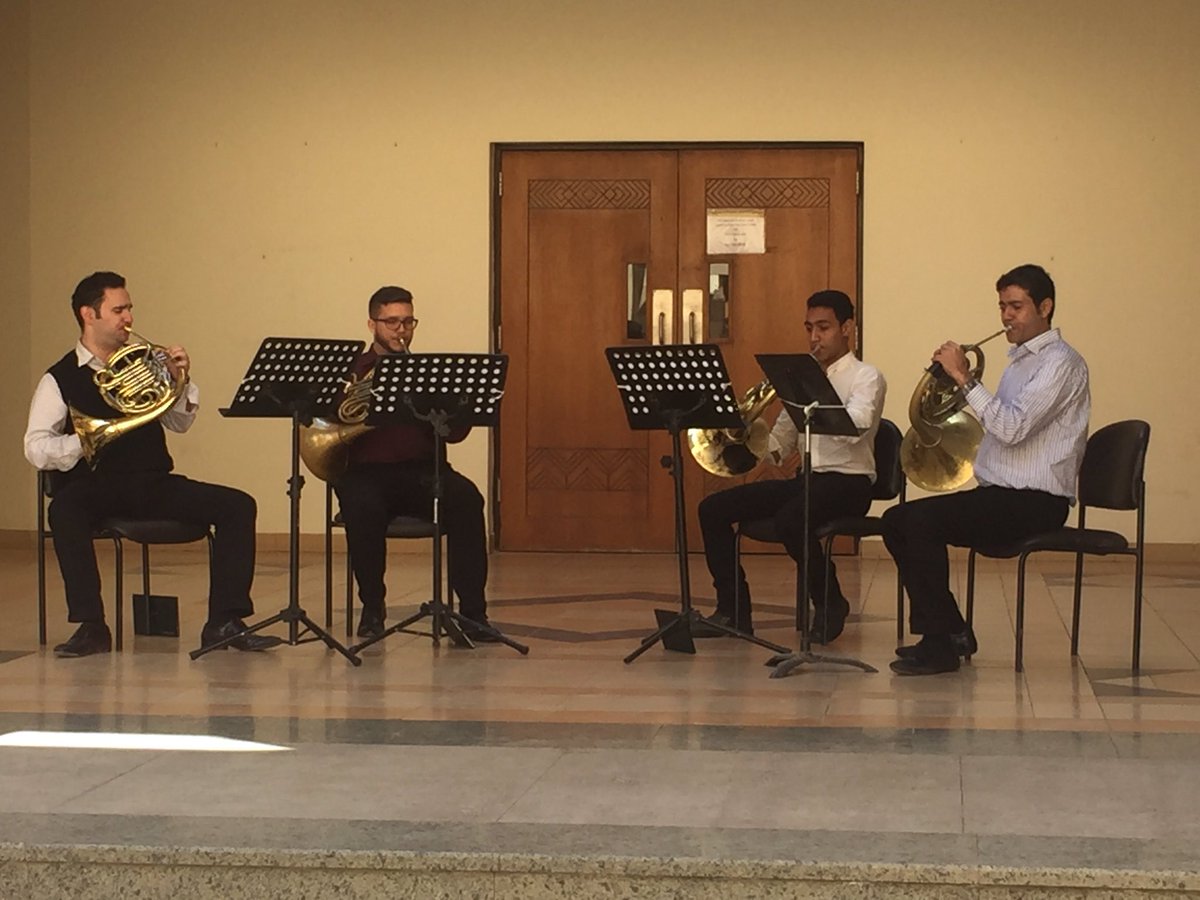 Caravan_AUC's tweet photo. Brass ensemble lead by Dr. Amr Aboulnaga and accompanied by musicians from the Cairo Symphony Orchestra. https://t.co/2hmrO3qIL4