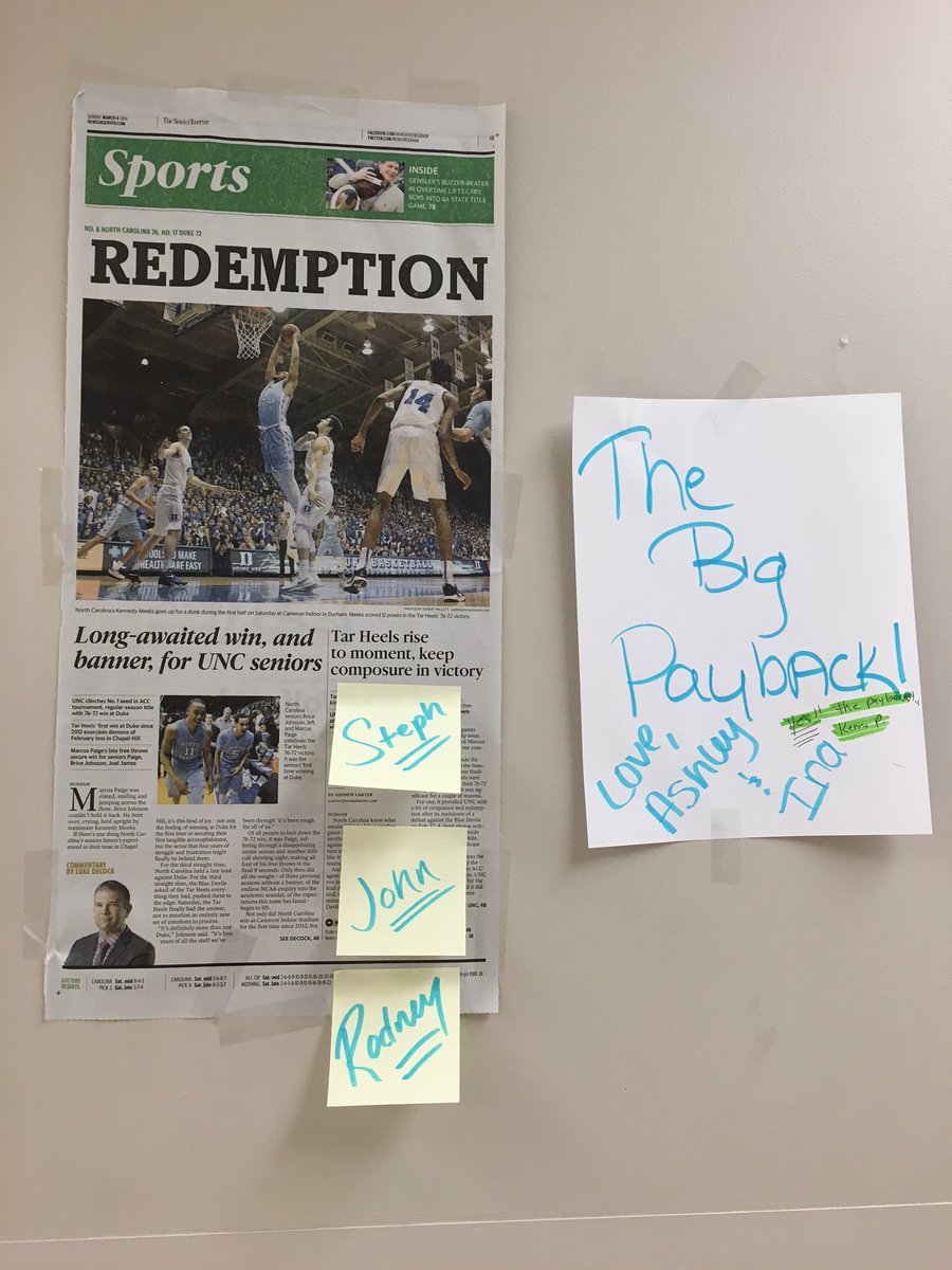 I knew it was coming... found this in my office this morning haha #lovemyteam #dukefanforever