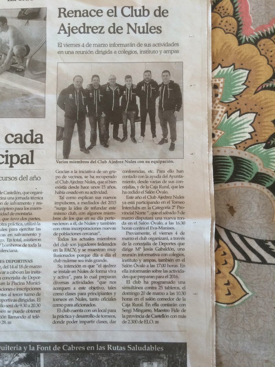 Renace el Club de Ajedrez Nules.
Crónicas Deportivas de Nules