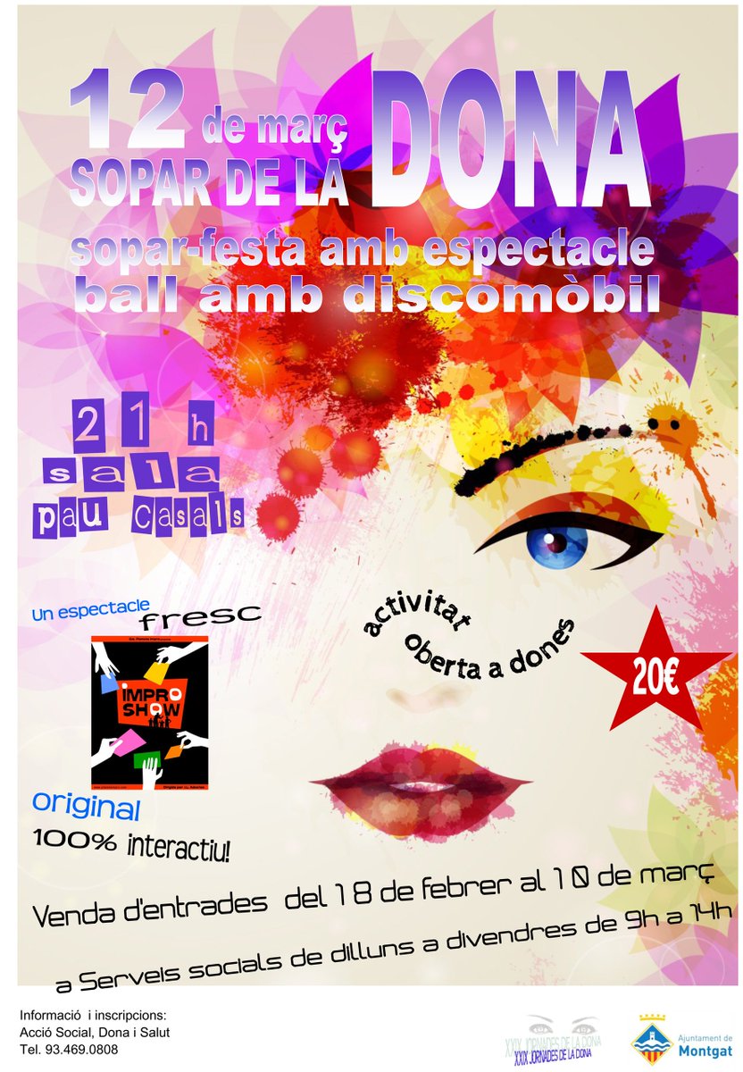 Bon dia! Avui celebrem les #jornadesdona2016 <a href="/Montgat/">Montgat</a> amb un Sopar espectacle a la Sala Pau Casals