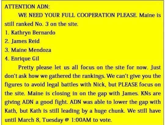 ALDubiansOFC's tweet photo. SIGURADUHIN NATIN ANG PANALO ADN.

#VoteMaineFPP #KCA https://t.co/TMOvQwjWYA