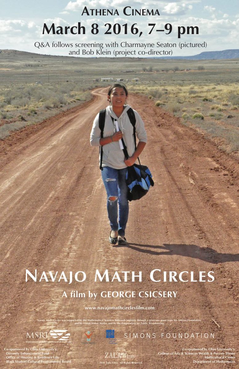 Come! <a href="/AthenaCinema/">Athena Cinema</a> Tues., 7PM FREE! <a href="/NavajoMathFilm/">Navajo Math Circles</a> co-hosted by ptcpnt. 1st 50 get free popcorn, all get fun!