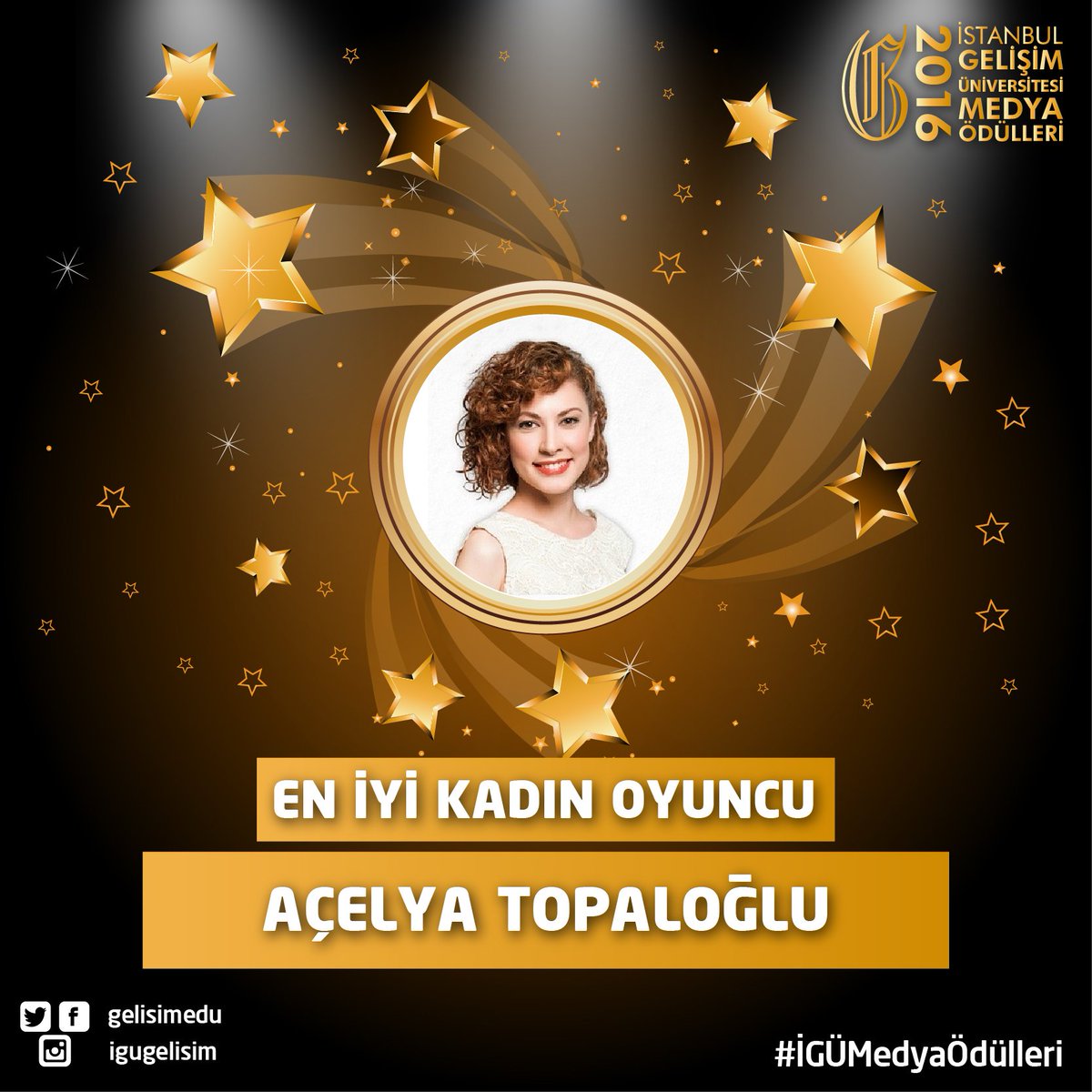 En İyi Kadın Oyuncu : Açelya Topaloğlu 

#igümedyaödülleri #gelişimüniversitesi