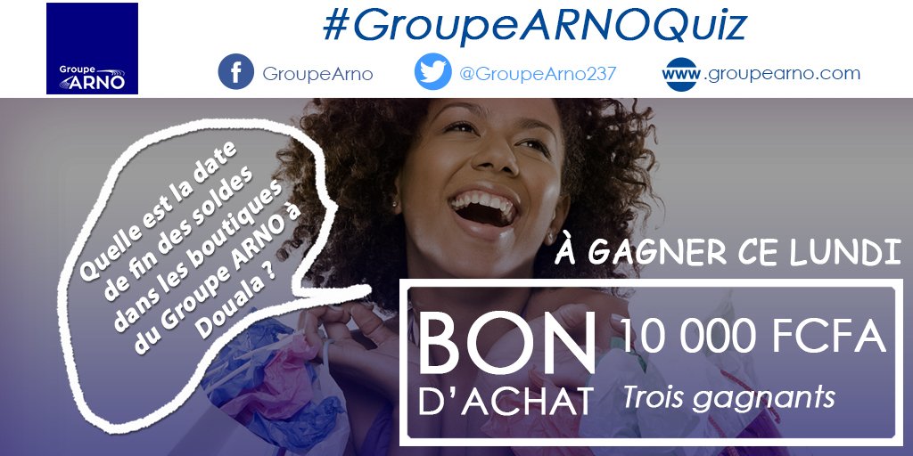 #GroupeARNOQuiz De nouveaux gagnants de bon d'achat de 10000FCFA sur notre page Facebook cette semaine #CMR #TEAM237
