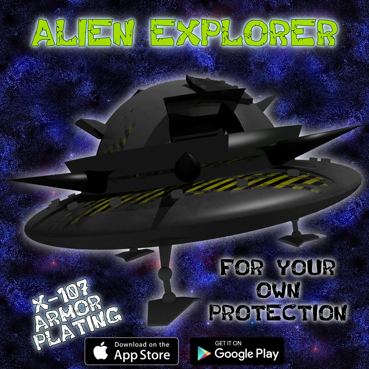 Adventuring can be tough. Get an X-107 Armor plating for your flying saucer now! #AlienExplorer #gaming