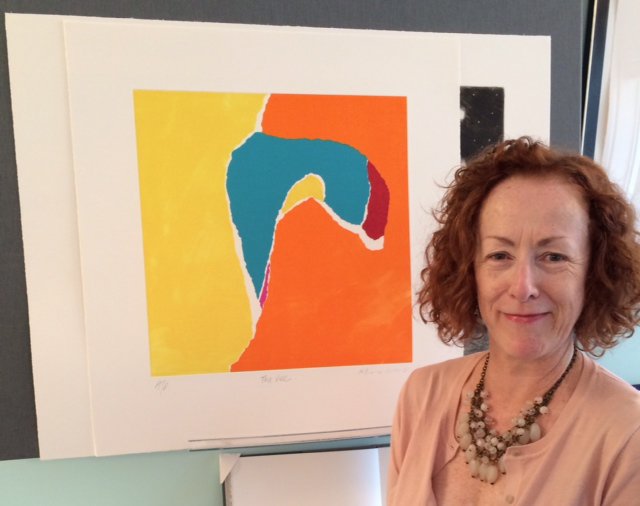 stoneyroadpress's tweet photo. Artist Caterine Owens with her print 'The Vee' in Stoney Road recently @cowensny @culture_ireland @theirishtimes https://t.co/rxnhWiftFd