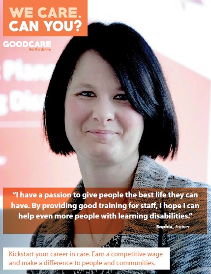 hertscc's tweet photo. A career in care offers real opportunities to progress. Go to https://t.co/sJeGp3ytR0 to discover more #WeCare https://t.co/ZUPprEvLNA