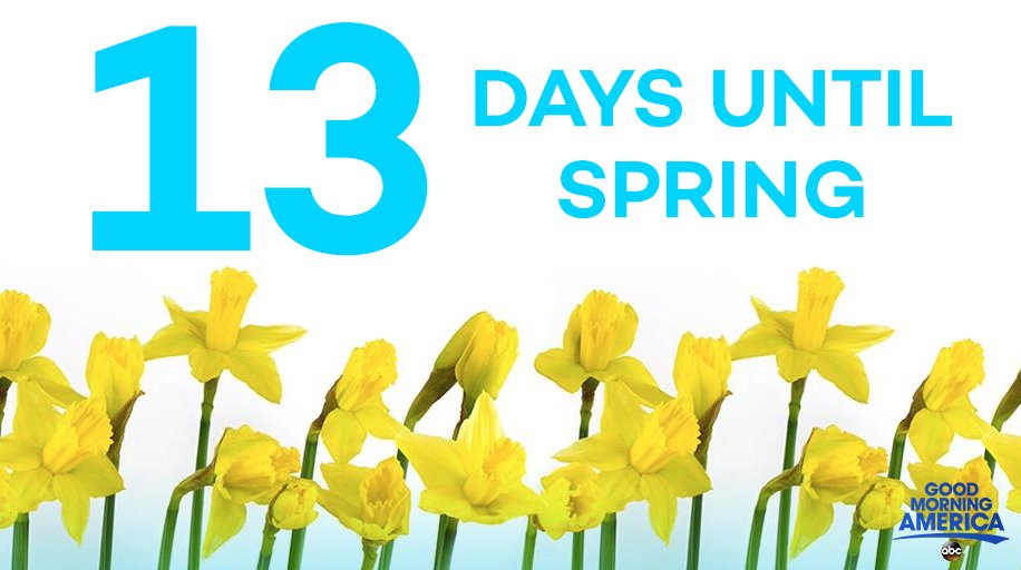 GMA's tweet image. ONLY 13 DAYS UNTIL SPRING!  🌷 🌻