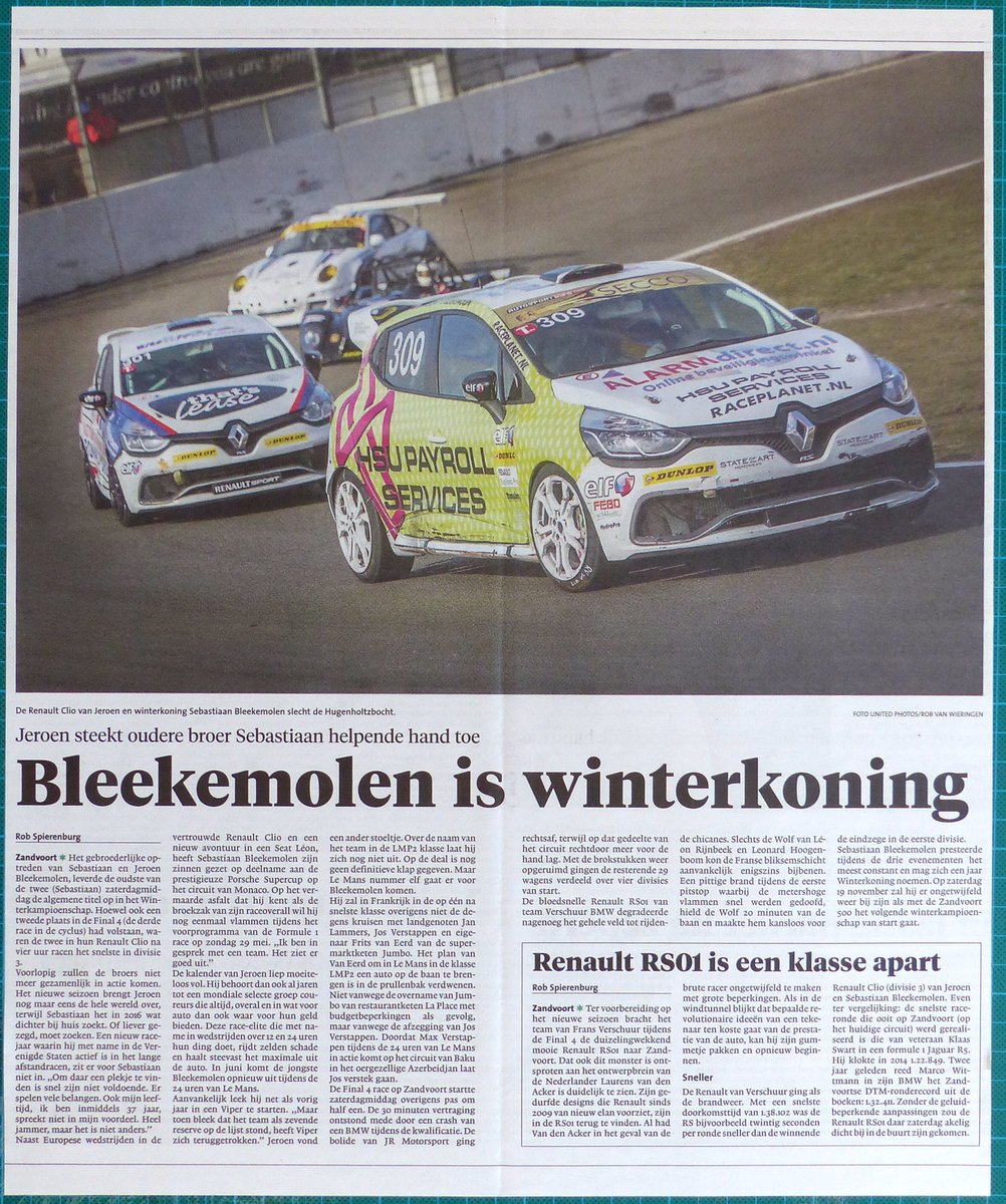 SBleekemolen's tweet photo. Leuk artikel in het @HaarlemDagblad over het @CPZtweets #WEK en @jbleekemolen. @RacePlanet @HSUpayroll @FEBO_VERS https://t.co/LeomG8OzsQ