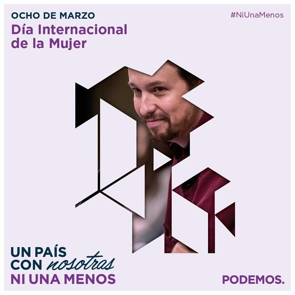 fromerod's tweet photo. Generosidad sin límites de Pablo y Errejón.¡Ceden hasta sus rostros! #DiaDeLaMujer #8deMarzo #UnPaísPorLaIgualdad https://t.co/Tpud9HCPO2