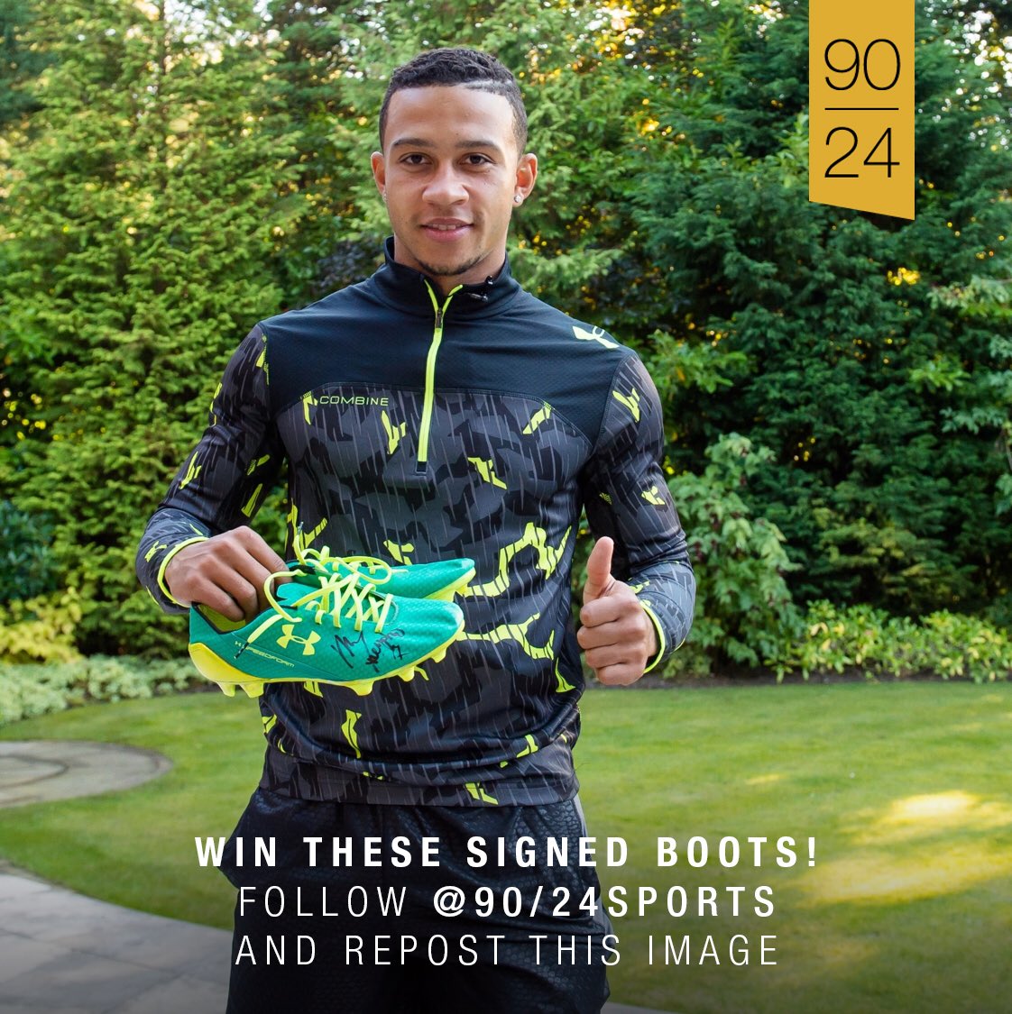 Who wants to win these signed boots of <a href="/Memphis/">Memphis Depay</a>? Follow @9024sports and retweet this image 💪😀. #memphis #mufc