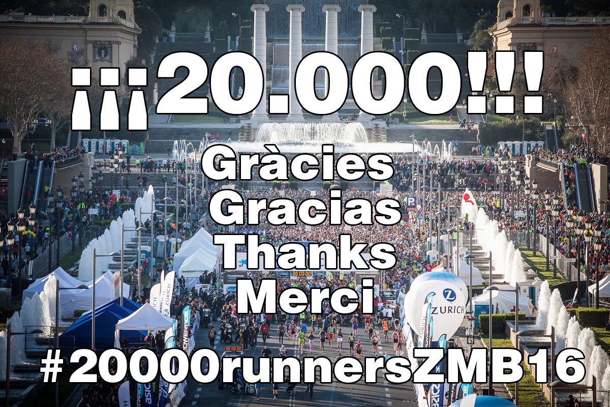 maratobarcelona's tweet image. Yes!!!!!
#20000runnersZMB16 
Ho hem aconseguit!!!!
Hemos hecho historia!
We are 20k runners!!!