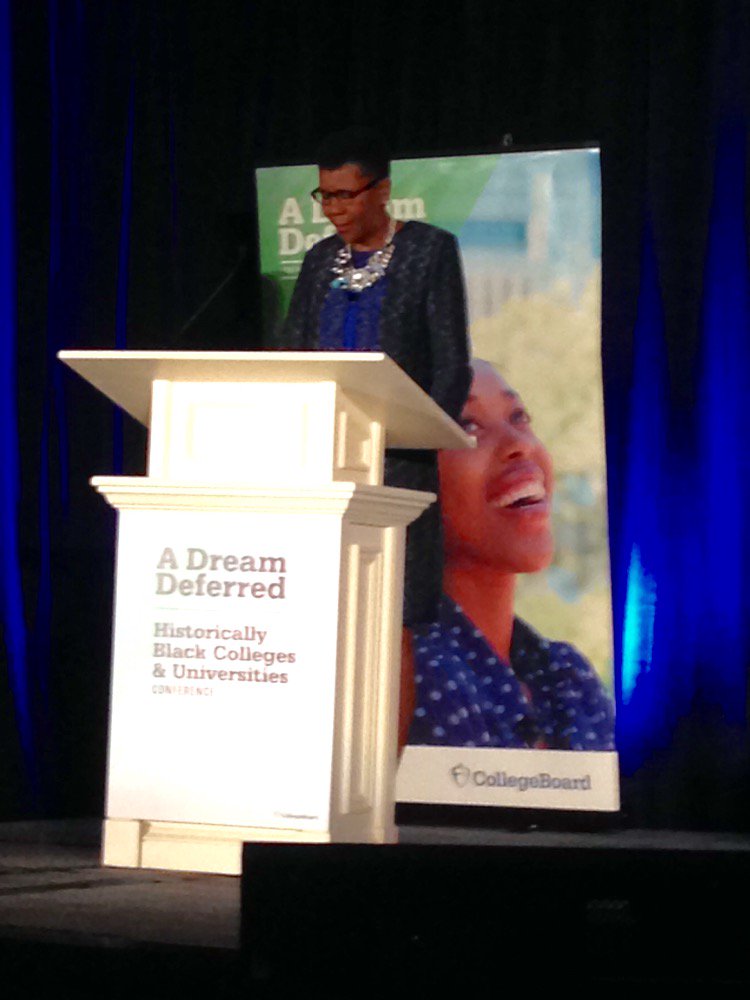 DrMichaelLomax's tweet image. Dr. Rosalind Fuse-Hall, president of @uncf-member #HBCU @bennettcollege, brings greetings at #ADreamDeferred16