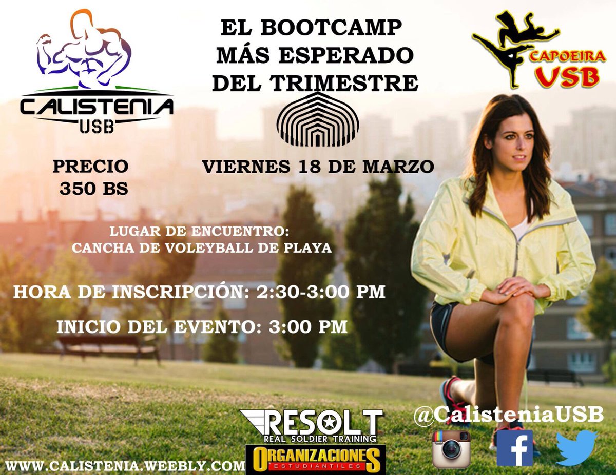 CalisteniaUSB's tweet photo. #FelizLunes ACTÍVATE PARA NUESTRO BOOTCAMP EL VIERNES DE LA 11 #calistenia #calisteniausb 💪🏽 https://t.co/jlKT7ZI8cu