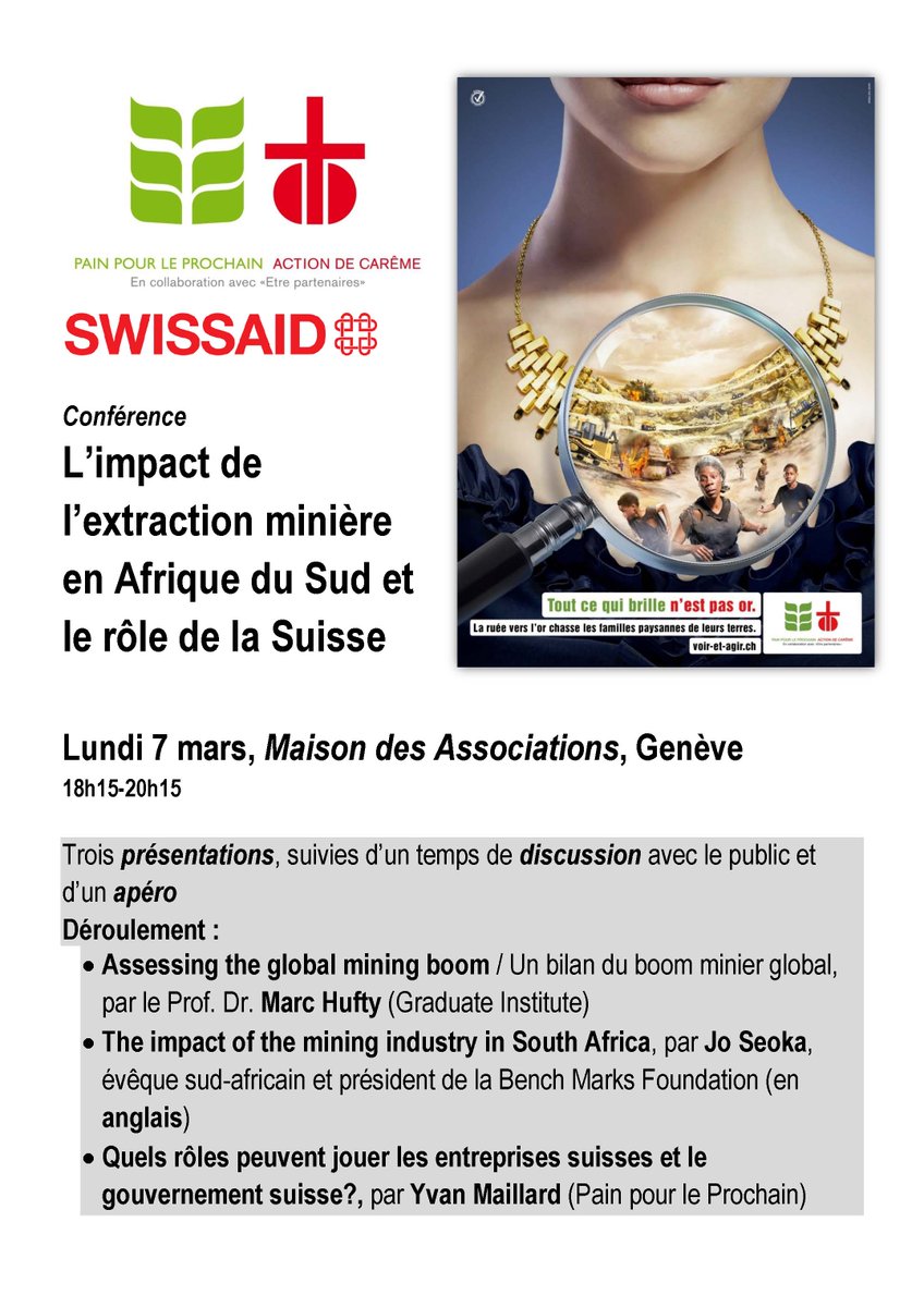 WCC_IA's tweet photo. Tonight: conf by @brot_fuer_alle (#WCC partner) with Dr Hufty @IHEID, @YvanMaillard, Bp Seoka #BenchMarksFoundation https://t.co/WkC6ZpH5kG