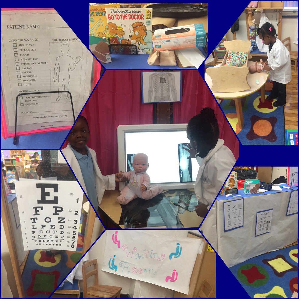 Pre-k started a exercise study so we changed our dramatic play into a doctors office! <a href="/TiltonSTEM/">Tilton Elementary</a> #prek