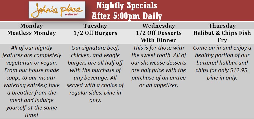 Dine Around Vic may be over but our nightly specials are back to fill the void and satisfy your appetites.