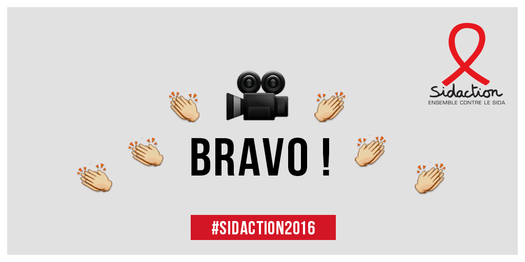 Sidaction's tweet photo. Bravo aux lauréats du #VIHPocketFilms! Merci à tous les participants ! #Sidaction2016 https://t.co/qxCkQdxO9c