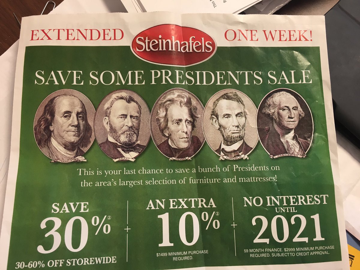 Really <a href="/Steinhafels/">SteinhafelsFurniture</a>, #benjaminfranklin is a #president?!?!?