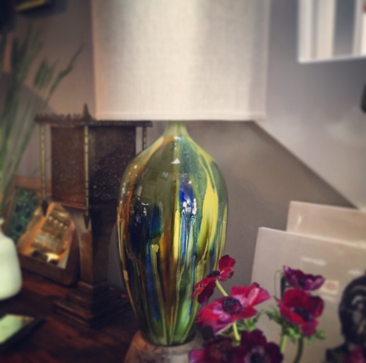 rummagehome's tweet photo. this is just one of the beautiful drip glaze lamps we currently have on sale! https://t.co/eHumoVGAI7 https://t.co/Mh7U5O8tQJ