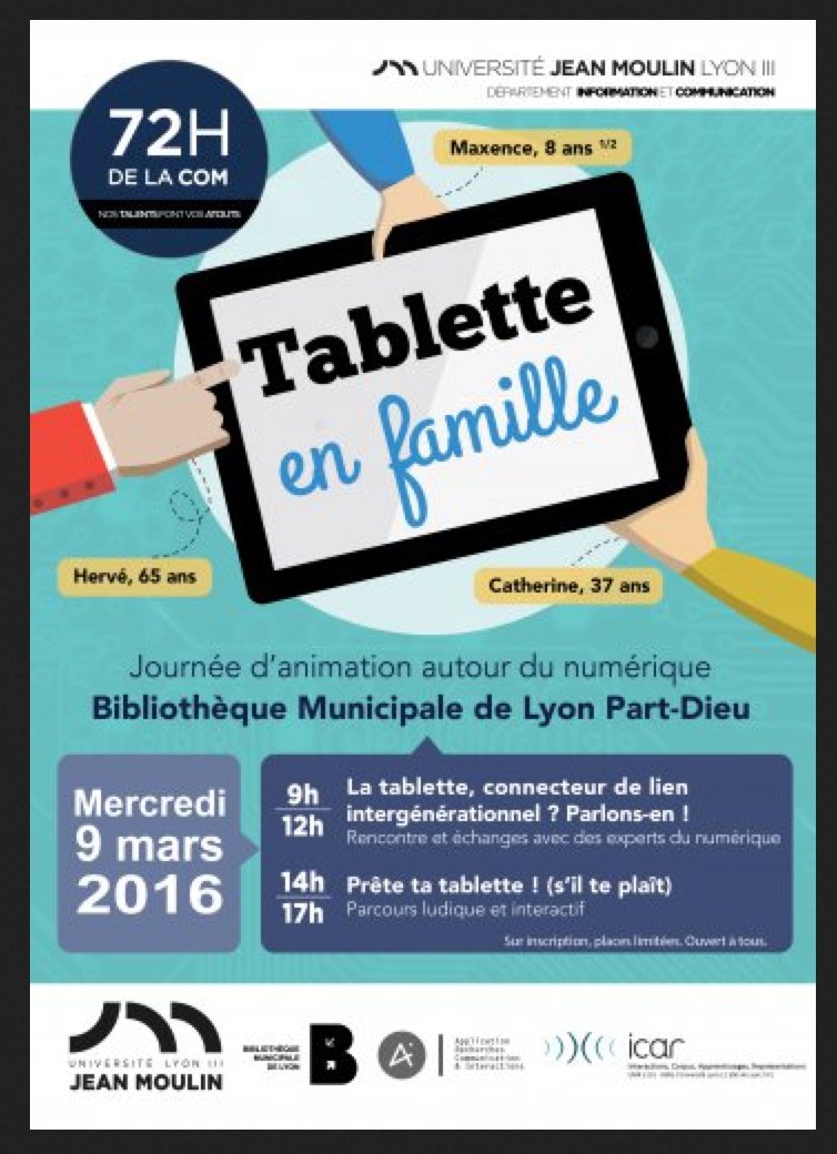 paristlseparis's tweet photo. Tablette en famille! journée d'animation autour du numérique, le 9 mars, #Lyon, @UJML, https://t.co/3728fJbqrL https://t.co/CqJt47cWfJ