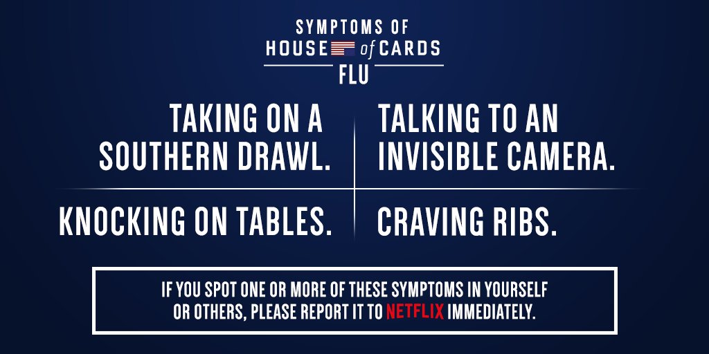 NetflixUK's tweet image. A public health warning. #HouseofCards