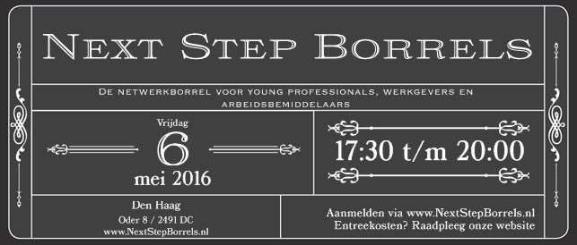 NextStepBorrels's tweet photo. Vandaag kondigen wij de 2e editie aan van onze borrel #Nextstepborrels #stimsmedia #netwerken #vacatures https://t.co/ArdbBRYzKp