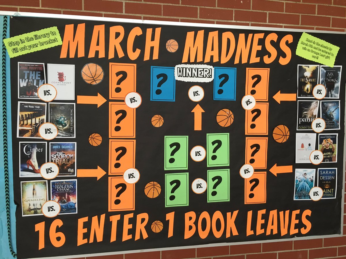 RJGreyLib's tweet photo. March Madness: Battle of the Books is back! Come fill out your bracket and vote in Round 1. Good luck! https://t.co/AkChvBrZb0