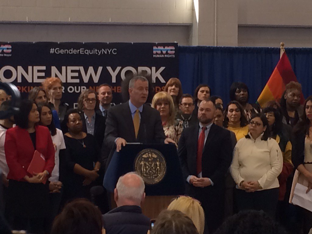 NYCCHR's tweet photo. Mayor's #GenderEquityNYC Exec Order: NYC agencies to post policy that NYers can use facilities consistent w/genderID https://t.co/wtt62Vy2vb