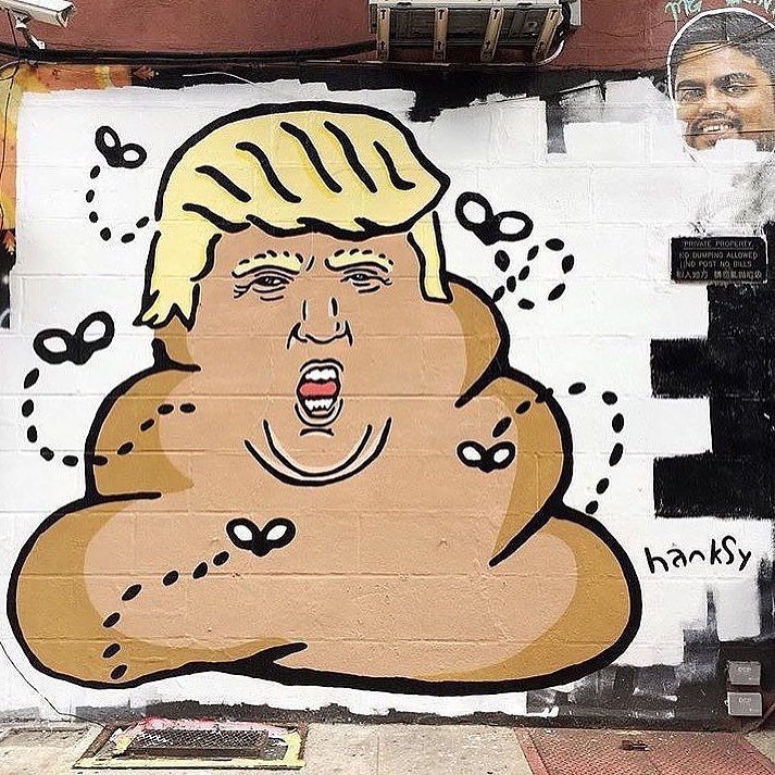 Hate #trump? Don't just tweet about it, paint it. #hanksy #streetart #streetartnyc #nyc by fluentcity