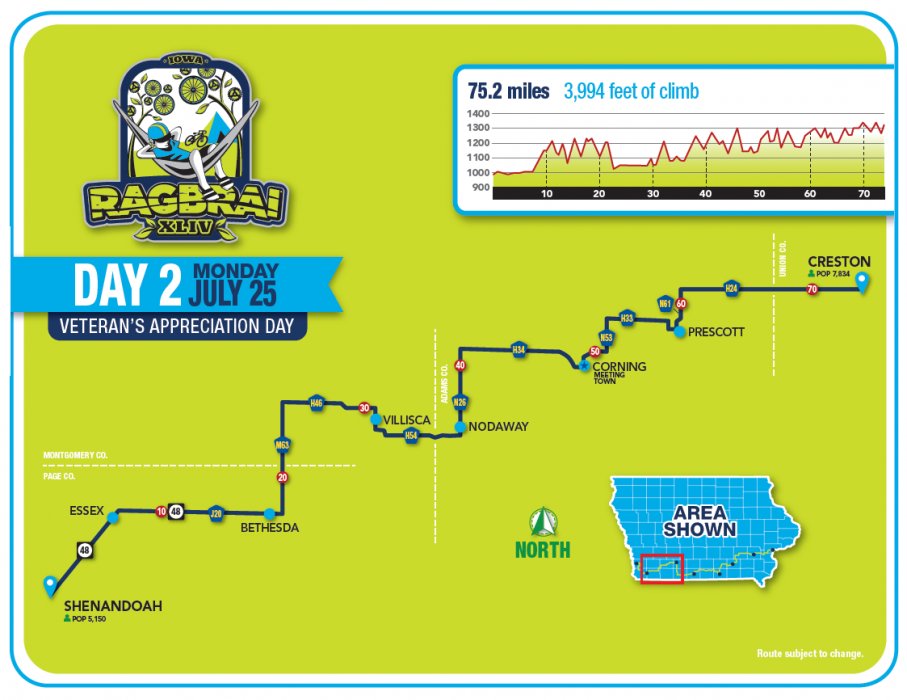 This is just in - Day 2 of #RAGBRAI XLIV - pass thru towns, mileage &amp; elevation! See it here ragbrai.com/2016/03/07/rag…
