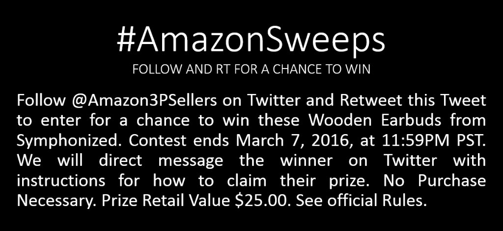 Sell_on_Amazon's tweet photo. Follow + RT to enter to win Wooden Earbuds
https://t.co/lIgajH9UGF
https://t.co/T2efjGvFXH
#AmazonGiveaway https://t.co/W0R5mLbzjk