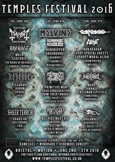 Damn, the lineup for @TemplesFestival 2016  is L I T. Catch me in the front row for Carcass and Undersmile