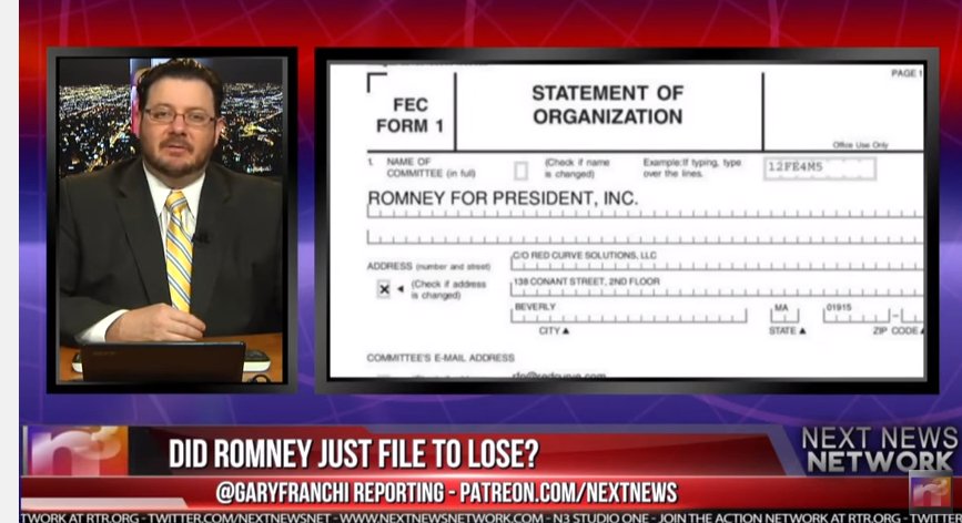 maxxhoffman's tweet image. Romney files to run in 2016 #DraftRomney is real