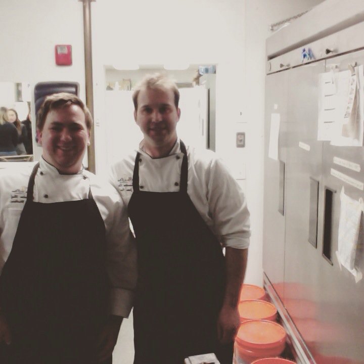 FoundationKtchn's tweet photo. Chefs John Wadkins and Jason Fiset at Foundation Kitchen for their amazing #cooknightsomerville !!! https://t.co/g73OWXvkLk