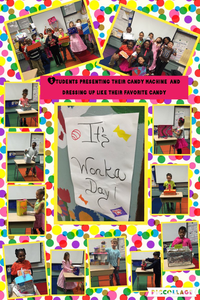 Jamilasgt's tweet photo. Celebrating Wonka Day!!Students presenting their candy machine and dressing up like their favorite candy. https://t.co/ufp51F8lJe