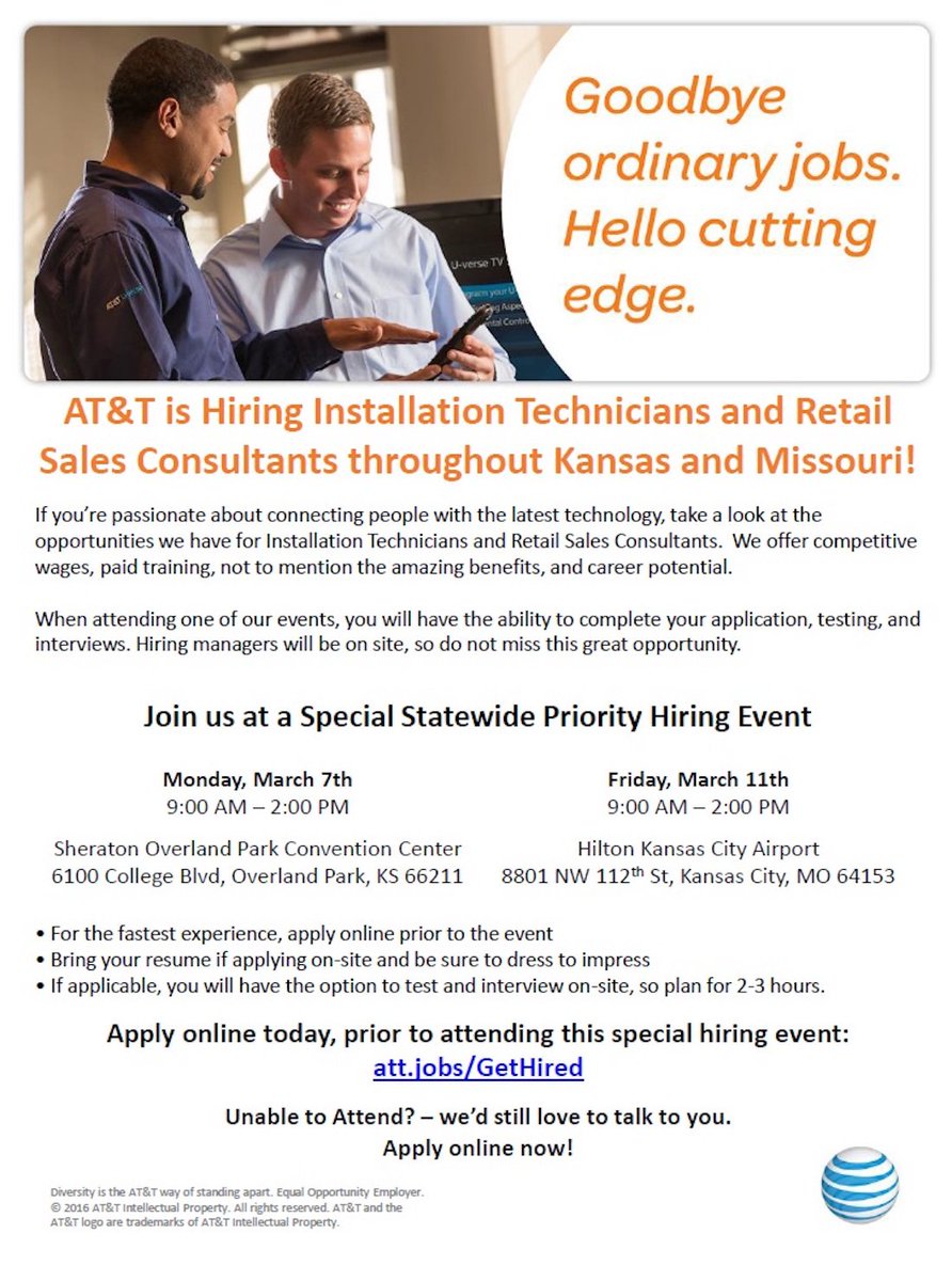 LaborBeaconKC's tweet image. AT&amp;amp;T NOW HIRING in KS and MO.